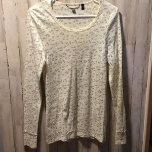 Blouse, sheer cream, and silver, BKE boutique size Large